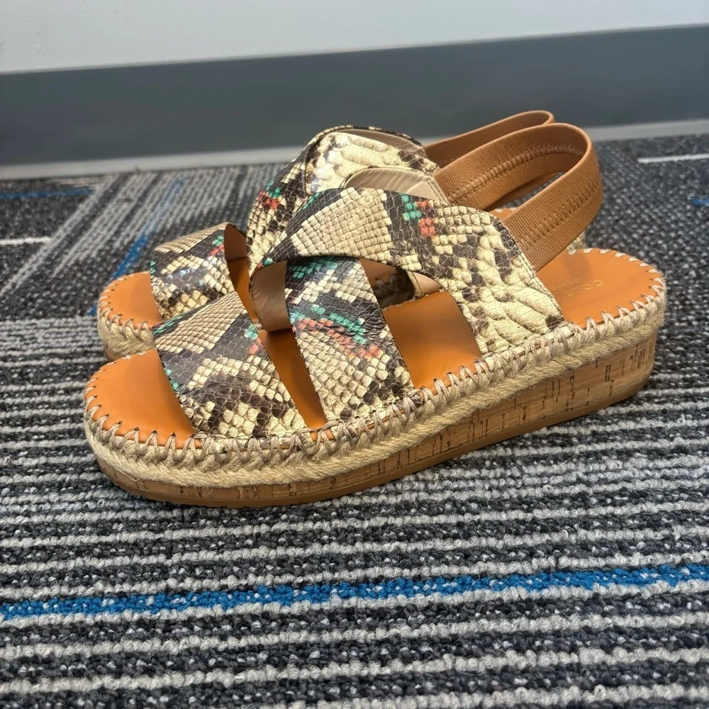 Cole Haan Cloudfeel Vero Espadrille Sandals in a snake print pattern size 9